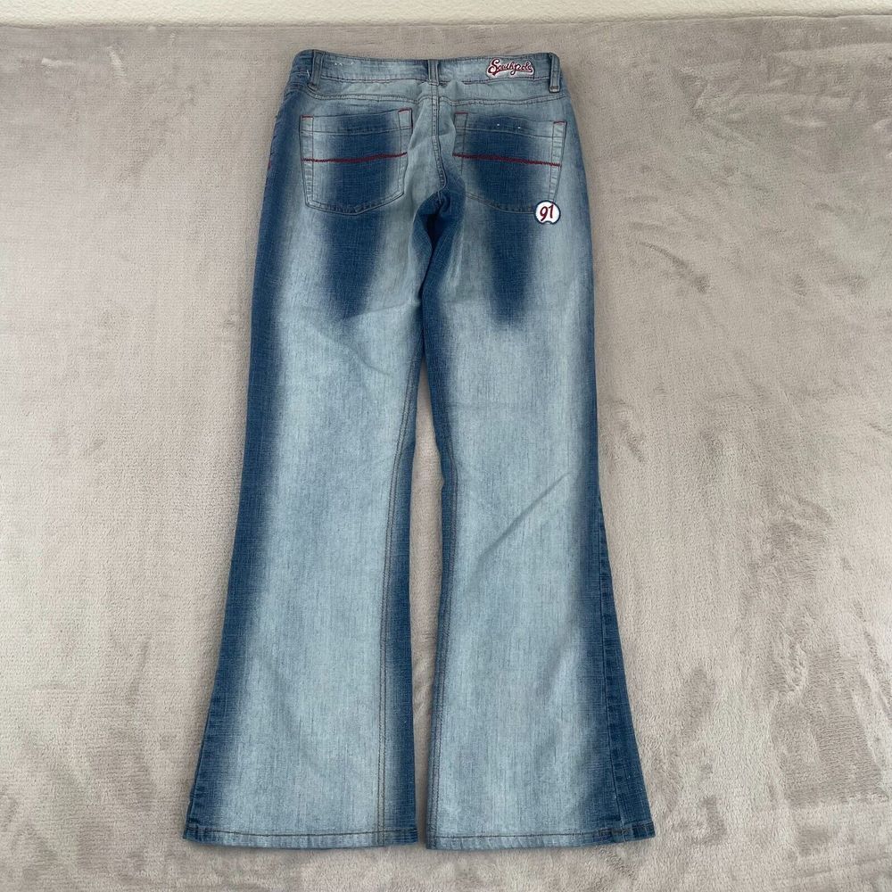 Vintage Southpole Jeans Women 7 (28x30) Blue Faded Wash BootCut SP Patches Y2K